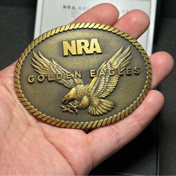 NWT NRA Golden Eagles National Rifle Association Belt Buckle W/ Box Certificate - Picture 1 of 6